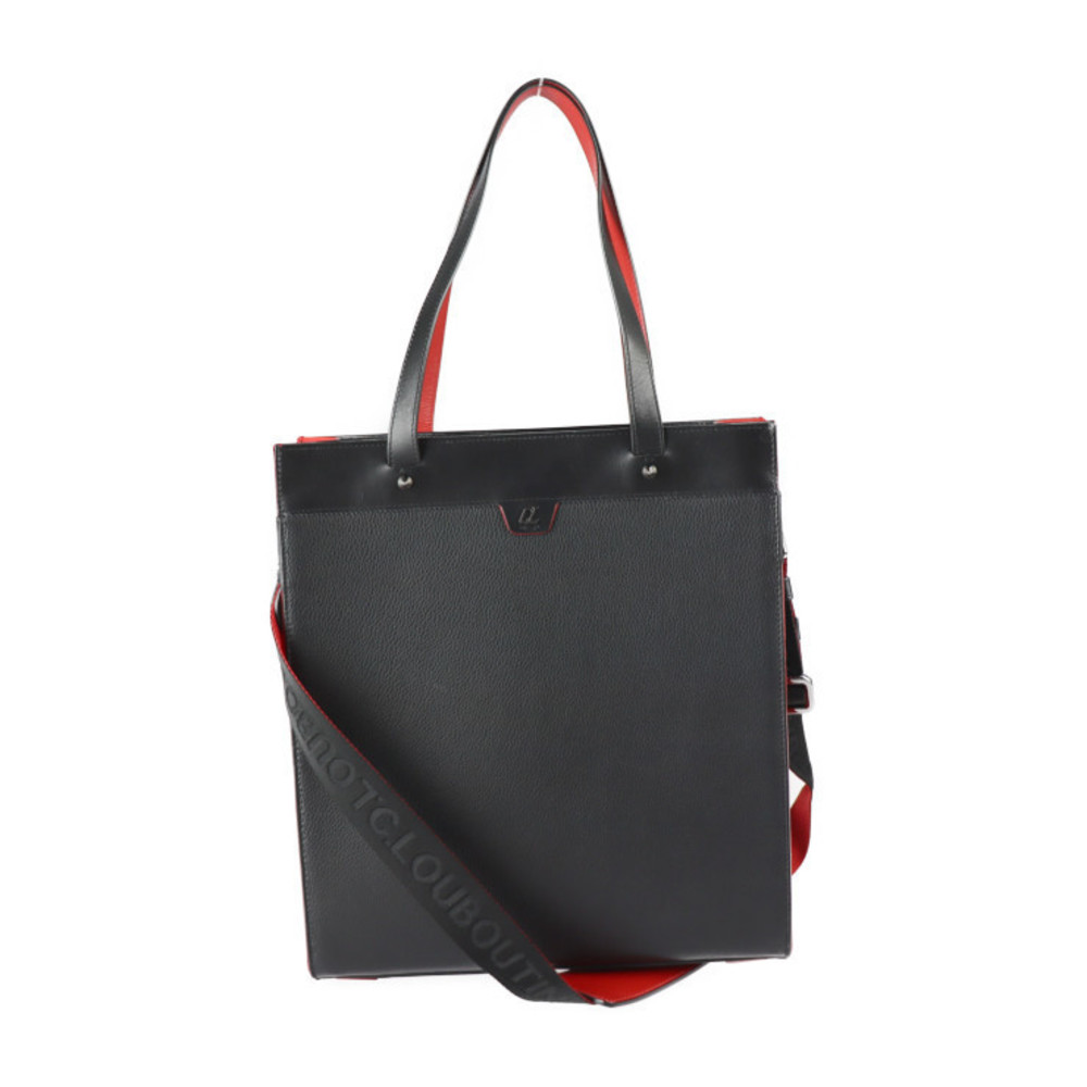 Christian Louboutin Ruistote Empire Tote Bag Leather Black Red Silver